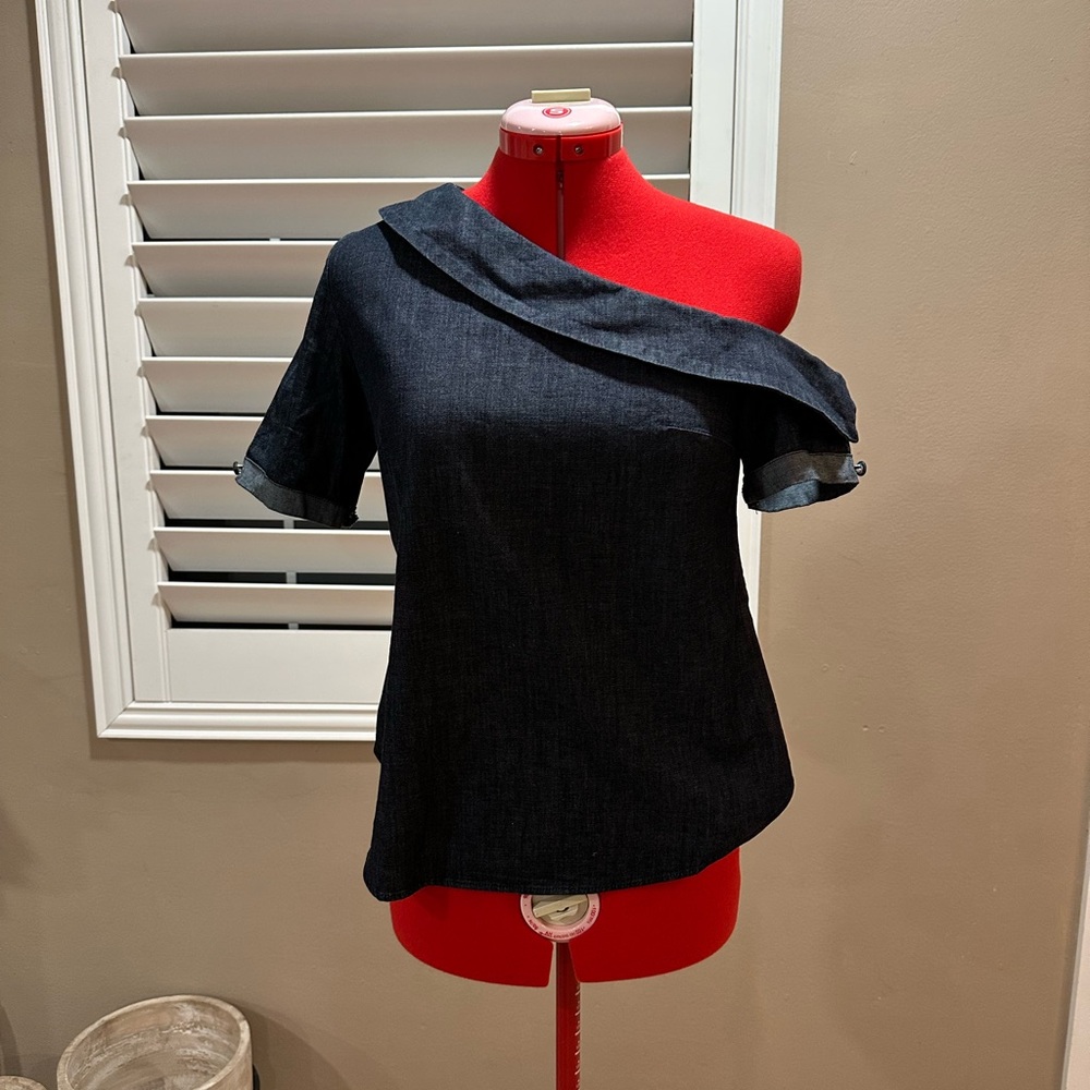 Banana Republic Blue Asymmetrical Blouse